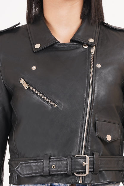100%  Leather Crop Biker Jacket | WX21